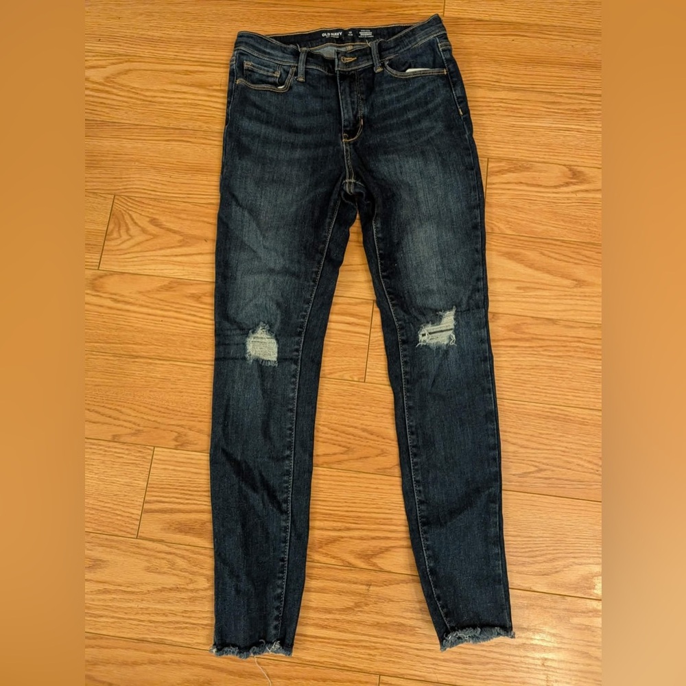 Old Navy Dark Blue Distressed Skinny Jeans